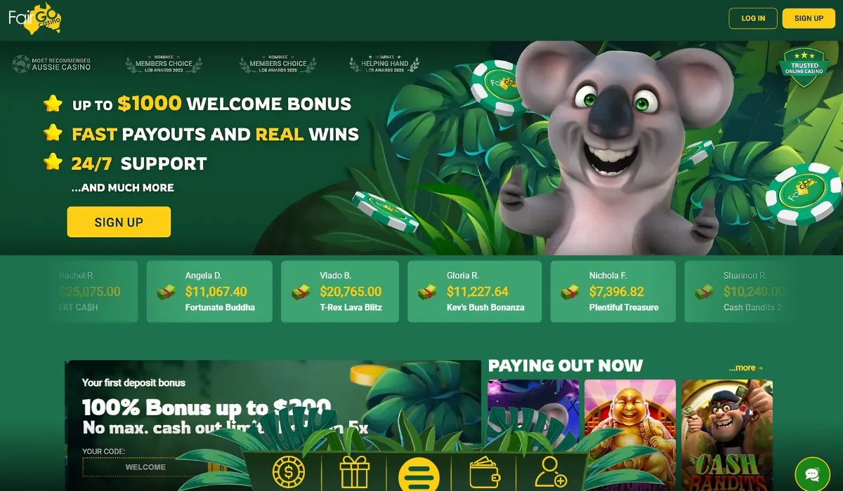 Fair Go Casino bonuses and promotions page